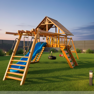 Modern Design <strong>Cheap</strong> Eco-Friendly FSC Certified <strong>Wooden</strong> Swing Set <strong>Playhouse</strong> for Kids Waterproof Feature for Playground Children's - Product Image 2