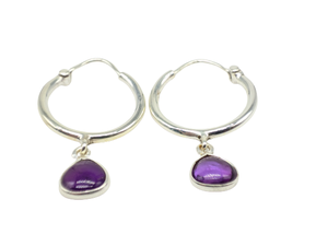 Pendientes de Plata de Ley 925 Hechos a Mano con Amatista Natural, Pendientes Colgantes de Moda Boho para Mujer, Proveedor Mayorista de Joyería - Product Image 2