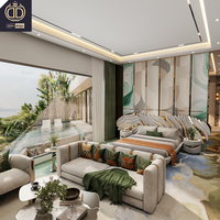 Projet de design d'intérieur complet pour maison de luxe, design d'intérieur de chambre principale, rendu 3D avec solutions de mobilier personnalisées complètes