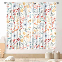 Rideaux Floraux 2 Panneaux Motif Fleuri Style Ferme Filtrant la Lumière Confidentialité Poche à Tringle Traitements de Fenêtre Draperies pour Salon