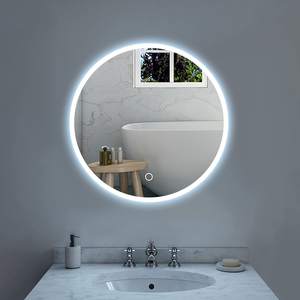 Moderno contemporaneo Frameless rotondo LED specchio di vanità luce 5mm di vetro di spessore con illuminazione a LED per il trucco - Product Image 2