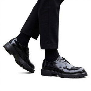 Chaussures en cuir pour hommes Bowo, nouvelle collection Printemps 2026, style décontracté chic, à lacets, bord biseauté, coutures perlées, cuir pleine fleur - Product Image 1