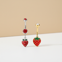 Xinfocus Meilleure Vente Piercing de Nombril en Acier Inoxydable, Anneau de Nombril Fraise, Bijou de Piercing Corporel