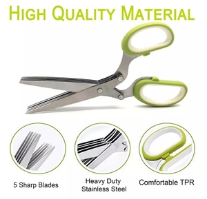 Thảo Mộc kéo với <span class=keywords><strong>5</strong></span> lưỡi và bìa tiện ích nhà bếp mát mẻ Cắt vụn rau diếp rau mùi tươi kéo hành tây - Product Image 3