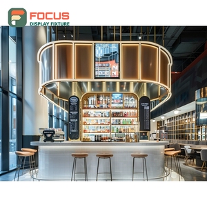 Vitrina de exhibición de café tipo boutique con diseño de estantería abierta, área de exhibición de botellas de sirope, vitrina para roastery - Product Image 4