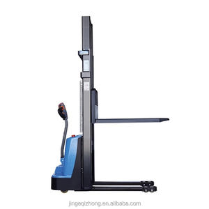 Sıcak satış JINGEER yarı elektrikli manuel Forklift paleti kamyon 1200mm çatal uzunluğu pnömatik lastikler ayakta operasyon - Product Image 6