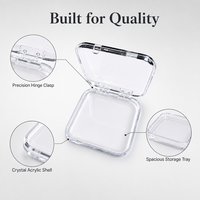 Boîte à ongles en acrylique transparent de 8,5 cm avec logo personnalisé, boîte de rangement épaisse en PS, fournisseur direct d'usine, prix de gros