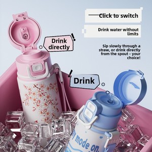 Vaso Infantil de Acero Inoxidable con Aislamiento al Vacío de Doble Uso, 700 ml, a Prueba de Fugas, con Apertura de un Toque, Ligero y Portátil - Product Image 2