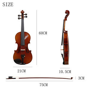 Violon acoustique Aston Villa AV-306 4/4 fait main en épicéa, érable et ébène, avec touche vernie à motif tigre, idéal pour débutants - Product Image 2