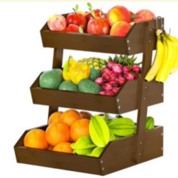 Three-tier fruit basket, walnut color