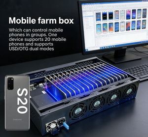 Granja Bots 20-Phone Farm : Rig de minage de cartes mères de téléphones mobiles avec réplication multi-appareils vers <span class=keywords><strong>PC</strong></span>, 128 Go de mémoire, occasion - Product Image 1