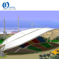 Structure de toit tendue en acier pour court de tennis, architecture moderne, membrane en PVDF/PTFE, imperméable, résistante aux UV et au feu