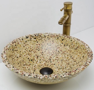Lavabo en béton de style moderne, lavabo de salle de bain en terrazzo, lavabo rond pour se laver les mains - Product Image 5