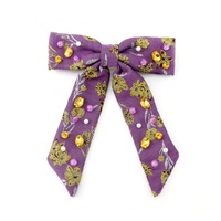 Accessoires pour cheveux de style français pour femmes Dream Fashion avec nœud et strass, pinces à cheveux en tissu imprimé en coton