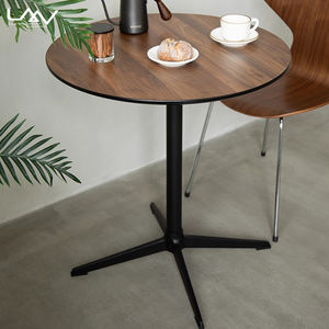 Estilo moderno Hotel <span class=keywords><strong>Restaurante</strong></span> Mesa pequeña redonda Bistro Café Marco de metal Mesa de comedor superior de madera Muebles - Product Image 3