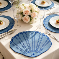 Napperons personnalisables en tissu brodé, napperons de table en forme d'éventail de qualité supérieure, idéaux pour les mariages, les fêtes, les banquets et les événements d'anniversaire