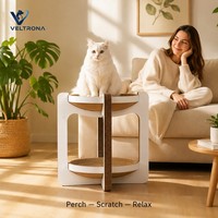 Plateforme à gratter pour chat en carton ondulé, forme tabouret, à deux niveaux, avec bol rond, mobilier d'intérieur, vente en gros