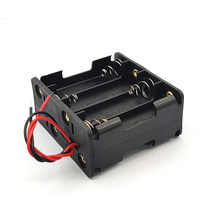 Boîtier de support de batterie 8 AA avec fils conducteurs PP Matériau Noir Couleur Nickelé