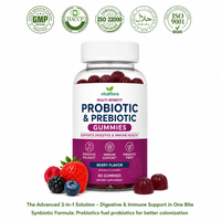 Gommes probiotiques et prébiotiques composites avec vitamines D3 et C pour le soutien immunitaire et la santé intestinale des adultes – Complément alimentaire quotidien