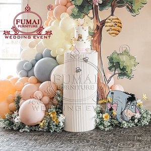 Wedding Floral Background Decoration <b>White</b> Metal Round Cylinder <b>Cake</b> Pedestal Wedding Plinth <b>Cake</b> <b>Stand</b> - Product Image 1