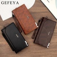 Dompet Multi-slot Bisnis Versi Korea untuk Pria, Dompet Lipat Tiga, Tas Genggam Panjang, Lapisan Poliester Tahan Air, Tempat Ponsel