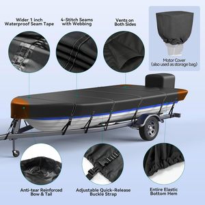 Copertura per <span class=keywords><strong>Barca</strong></span> a Fondo Piatto OBD a 5 Strati, Utilizzabile per Ormeggio/Trascinamento, Anti-UV, Antivento, Super Impermeabile 300D, Lunghezza 18'-20' - Product Image 5