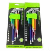 Set Kunci Allen Chrome Vanadium dengan Pegangan Berwarna, Kepala Torx, Ekstensi Panjang, Lipat, Multifungsi, Alat Perbaikan Kunci Hex