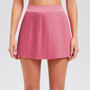 Jupe courte de sport pour femme Lulu personnalisée, en nylon/cachemire, été, anti-déchirure, course à pied, yoga, <span class=keywords><strong>couleur</strong></span> unie, golf, fitness, plissée, séchage rapide - Product Image 1