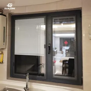 Sanjing Glass Cheap Manufacture Jalousie Windows Shutter Window For Hurricane Pvc Windows With Blind Pvc Window With Shutter