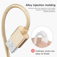 Câble de charge USB en nylon OEM vers Micro/iPhone/Type-C, câble de synchronisation de données à charge rapide 5 broches pour téléphone Samsung Xiaomi HTC Android