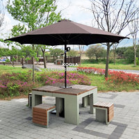 Parasol de terrasse moderne pliable en acier de 11,5 pieds avec tissu anti-UV de qualité supérieure, mobilier d'extérieur commercial, parasol à mât central robuste