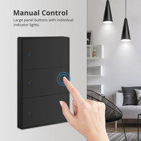 Sakelar Dinding Pintar WiFi Zemismart Tuya, Tombol Tekan, Kontrol Alexa Google Home, Dengan Netral 110-240V, Sakelar Lampu Hitam