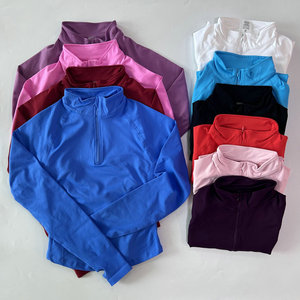Sudadera con capucha de yoga de manga larga para mujer con media cremallera, abrigo deportivo sin costuras con característica transpirable, tops de ropa deportiva para fitness - Product Image 2