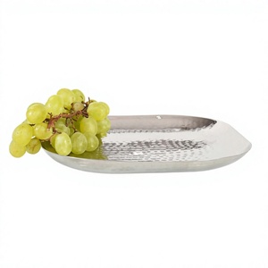 Plateau de service en acier inoxydable écologique de meilleure qualité martelé pour restaurant et usage domestique Plateau décoratif unique - Product Image 1