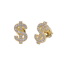 Boucles d'oreilles clous en argent sterling 925 plaqué or 14k 18k avec fermoir à vis, moissanite VVS GRA, bijoux hip-hop vintage, style Ice Out Dollar