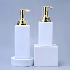 Emballage cosmétique de luxe 300ml 400ml 500ml 600ml bouteille à pompe en plastique carré blanc clair pour shampooing revitalisant Gel - Product Image 2