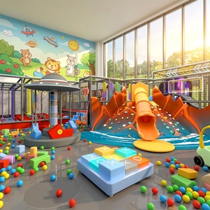 Aoleao <b>Large</b>-Scale Space-Themed Indoor Soft Play Amusement Park with Multi-Functional <b>Slide</b> and Trampoline CE TUV Certified - Product Image 2
