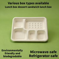 Assiettes biodégradables en fibre de canne à sucre, qualité alimentaire, micro-ondables, plateau à 5 compartiments pour mariages et fêtes de luxe