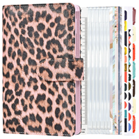 Cahier de planificateur de classeur de luxe léopard A5 6 anneaux organisateur de budget avec des enveloppes de trésorerie à reliure en spirale pour l'utilisation scolaire ou l'agenda