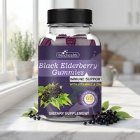 Gummies végétariennes pour adultes à la baie de sureau noire avec vitamine C et zinc pour le bien-être quotidien