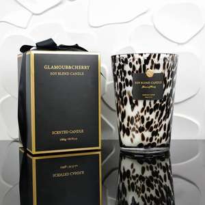 برطمان زجاجي فهد أسود وأبيض فاخر شمع الصويا شمع عطري لتزيين المنزل - Product Image 2