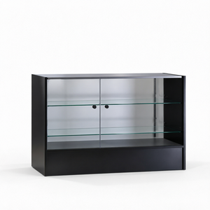 Tiered Shelf Glass Door Commercial <b>Display</b> <b>Cabinet</b> with Laminated Finish and Glass Back for Retail Store Showcase - Product Image 1