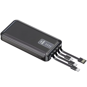 Hot Selling Factory Promotional Gift Smart Mini Slim Charger Portable Battery Powerbank 10000mAh 20000mAh with Built in Cable