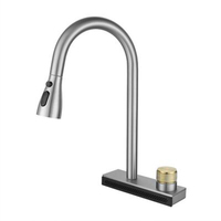 Robinet de salle de bain moderne en laiton à poignée unique, à montage sur plan, avec douchette extractible, cartouche céramique, finition noircie, monotrou