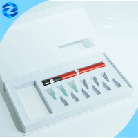 Boîte d'emballage pour stylos avec fermeture magnétique et logo personnalisé, fenêtre en PVC, pelliculage mat, éponge, 2 stylos injecteurs, 7 capuchons d'aiguilles, 3ml/10ml