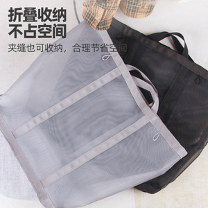 Cesto de ropa plegable de malla redonda gris y negra de tela no tejida, organizador de ropa de tipo vertical - Product Image 2