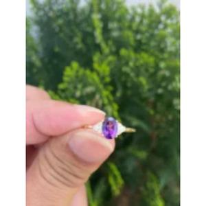 14k Gold Amethyst Diamond <b>Ring</b> 14K Gold Natural Amethyst Diamond <b>Ring</b> for Women <b>Dainty</b> Amethyst Diamond <b>Ring</b> - Product Image 2