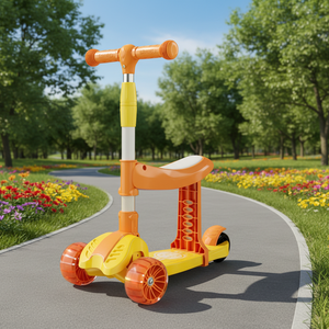Patinete Infantil con Música, Plegable, con Pantalla Digital, 3 Ruedas, para Niños de 3 a 6 Años, para Exteriores, con Asiento y Función de Deslizamiento - Product Image 5