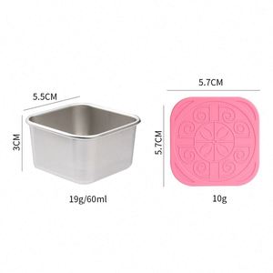 Vaisselle en acier inoxydable 304, récipient à salade/tomate réutilisable anti-fuite de 60/180 ml, assiette/boîte avec couvercle en silicone - Product Image 3