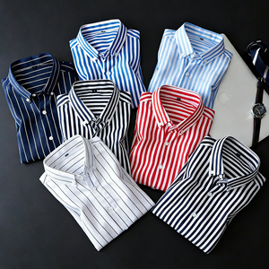 Nuova Camicia a Righe da Uomo, Manica Lunga, Stile Business Casual, Antipiega, Vestibilità Slim - Product Image 1